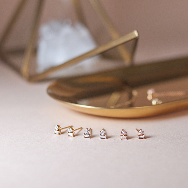 Magic baguette diamond studs